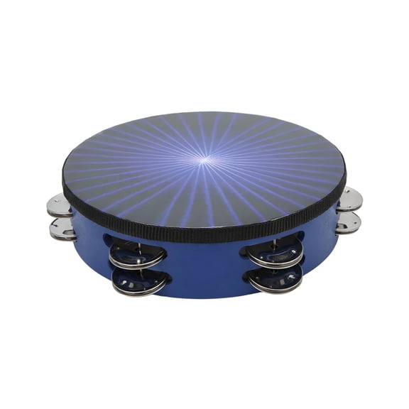MELIVO Hand Tambourine Bell, Percussion Tambourine, 8in Handheld Percussion Jingles Bell Instrument For Children Adult Blue