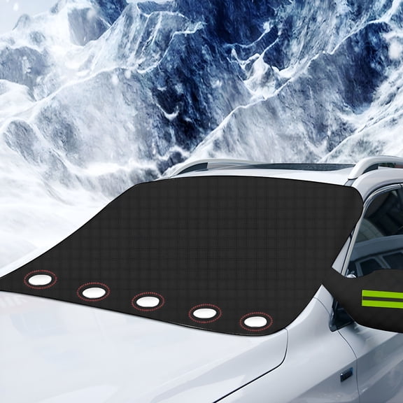MELIVO Magnetic Car Windshield Snow Cover - Universal Frost Guard for Ice, Snow Protection, Fits Most Cars, SUVs, Trucks - All Weather Defense Black