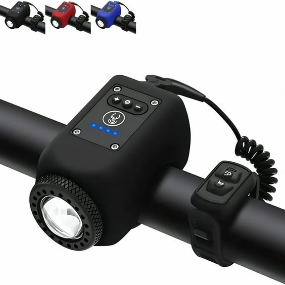 MELIVO Mountain Bike Electronic Horn Bell IPX4 Waterproof, Bike Horns Bicycle COB Front Light with Loud Horn, USB Rechargeable Mountain Bike Bell, Electric Night Cycling Flashlight Accessories