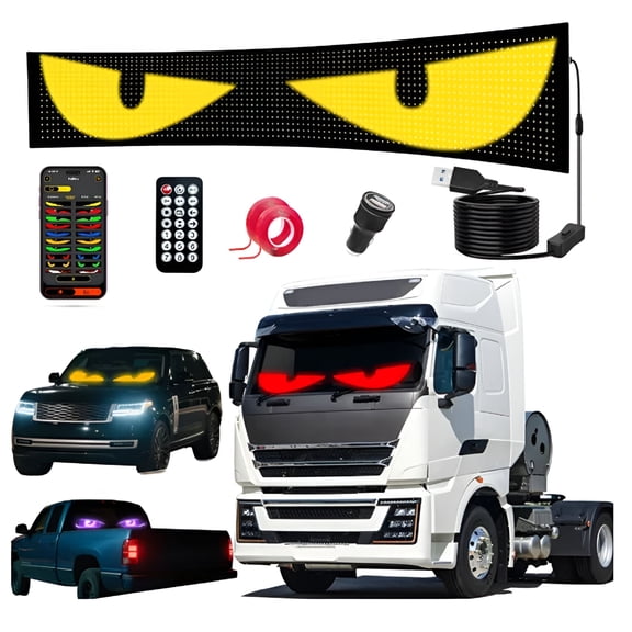 MELIVO Multi-Function Bright Car Windshield Demon Eye - 7in x 3in Programmable Car LED Eye - Flexible LED Display - Suitable for Cars/SUVs/Trucks
