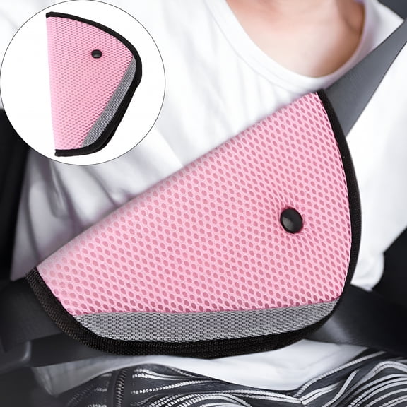 MELIVO Seatbelt Adjuster for Kids, Car Seatbelt Strap Adjuster, Belt Cover Strap Protector Pad for Children, Shoulder Neck Safety Triangle Positioner for Baby and Adult, Pink