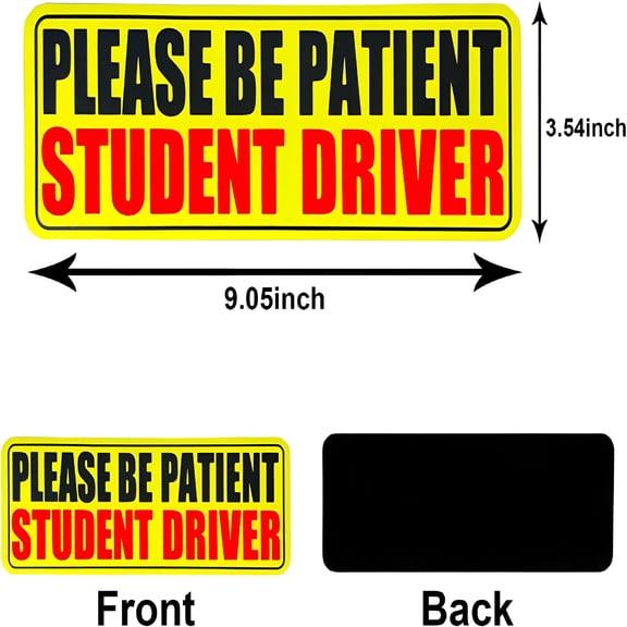 MELIVO Student Drive Magnet for Car, Please Be Patient Student Driver, New Drivers Sticker Safety Warning, Reusable Magnetic Reflective Rookie Driver Bumper Sticker