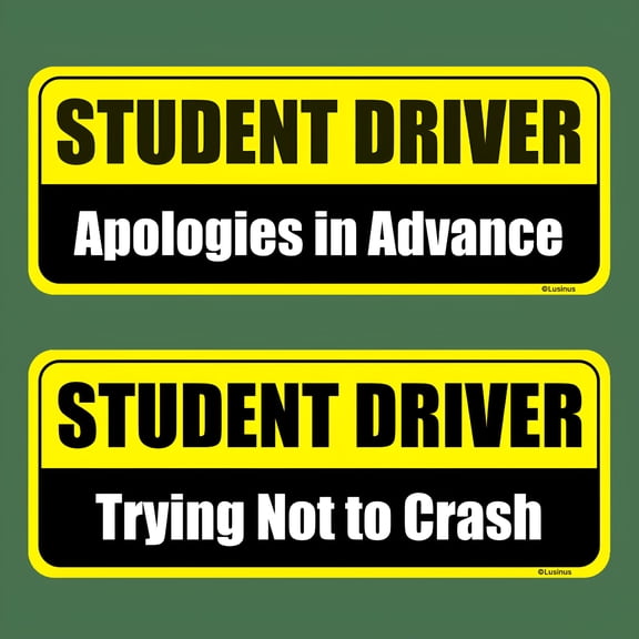 MELIVO Student Driver Magnet for Car 2-Pack, Funny Reflective Magnetic Bumper Sticker Sign, Removable Novice Driver Safety Warning Decal, Weather-Resistant 10x3.5 Inch, Black
