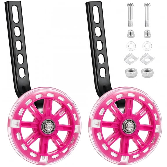 MELIVO Training Wheels Flash Mute Wheel Bicycle Stabilizer Mounted Kit Compatible for Bikes of 12 14 16 18 20 Inch