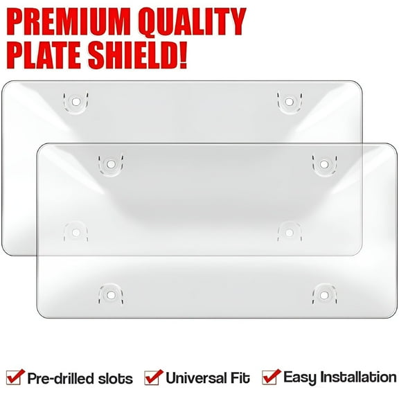 MELIVO Universal Clear License Plate Frame Cover Shield Tinted Plastic Tag Protector