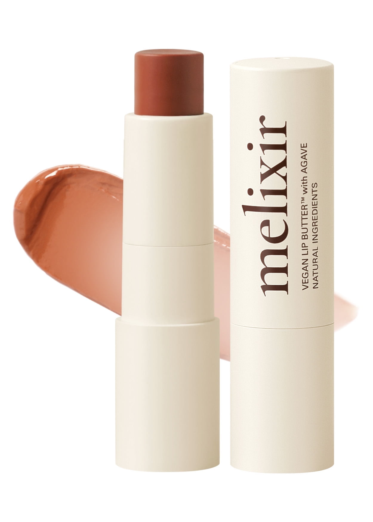 Melixir Vegan Lip Butter #12 Caramel (12 Colors), Hydrating Tinted Lip Balm Stick, Bee-Free, Petrolatum-Free, Plant-Based, Moisturizes Dry & Chapped Lips With Shea Butter, Sheer, Natural Finish