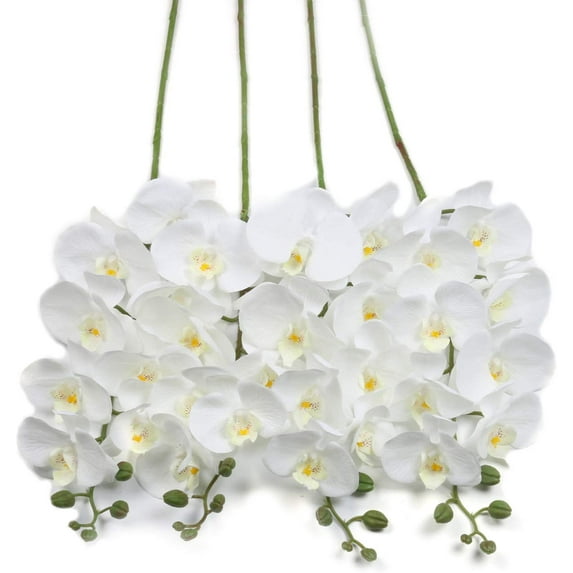 MELLCO 70CM 8 heads Artificial Phalaenopsis Flowers Branches Silk Orchids Flowers for Home Office Wedding Decoration (1pc White)