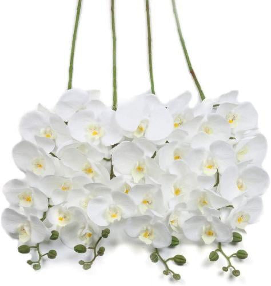 MELLCO 70CM 8 heads Artificial Phalaenopsis Flowers Branches Silk Orchids Flowers for Home Office Wedding Decoration (3pcs White)
