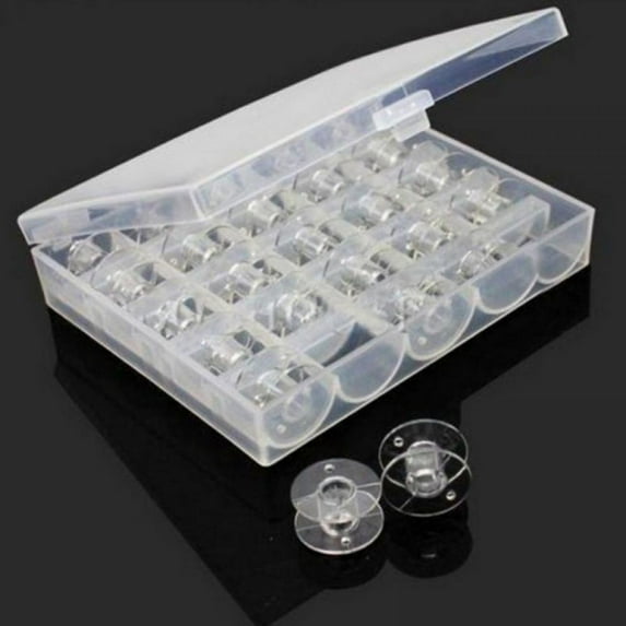 MELLCO Transparent Bobbins - Sewing Machine, Plastic (25 Pack with Case)