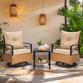 thumbnail image 1 of MELLCOM 3 Pieces Patio Furniture Set, Outdoor Swivel Patio Rocker Chairs with Thick Cushions and 2-Tier Coffee Table, Oversize Wicker Bistro Conversation Sets for Garden, Balcony, Backyard, Beige, 1 of 8