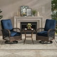 thumbnail image 1 of MELLCOM 3 Pieces Patio Furniture Set, Outdoor Swivel Rocker Patio Chairs, Wicker Patio Bistro Set with Rocking Chair, Thickened Cushions and Glass Coffee Table for Backyard, Garden, Navy Blue, 1 of 9