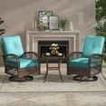 thumbnail image 1 of MELLCOM 3 Pieces Patio Furniture Set, Outdoor Swivel Rocker Patio Chairs, Wicker Patio Bistro Set with Rocking Chair, Thickened Cushions and Glass Coffee Table for Backyard, Garden, Blue, 1 of 9