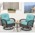thumbnail image 1 of MELLCOM 3 Pieces Patio Furniture Set, Outdoor Swivel Rocker Patio Chairs, Wicker Patio Bistro Set with Rocking Chair, Thickened Cushions and Glass Coffee Table for Backyard, Garden, Blue, 1 of 7