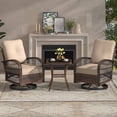 thumbnail image 1 of MELLCOM 3 Pieces Patio Furniture Set, Outdoor Swivel Rocker Patio Chairs, Wicker Patio Bistro Set with Rocking Chair, Thickened Cushions and Glass Coffee Table for Backyard, Garden, Khaki, 1 of 9
