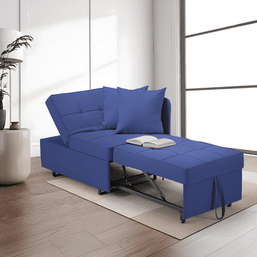 MELLCOM 3-in-1 Sleeper Sofa Chair Bed , 5-position Adjustable Backrest Pull Out Sofa Bed, Fold Out Chair Bed for Living Rooms, Dark Blue
