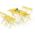 thumbnail image 1 of MELLCOM 5-Piece Foldable Patio Dining Set with Rectangular Table and Chairs, Weather-Resistant Iron Outdoor Dining Set for 4 People, Outdoor Table and Chairs for Patio, Yard, Indoor, Yellow, 1 of 9