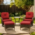 thumbnail image 1 of MELLCOM 5-Piece Patio Set, Outdoor Swivel Rocking Chairs, Wicker Bistro Set with Thickened Cushions, Glass Table and Ottomans for Backyard, Garden, Wine Red, 1 of 9