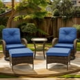 thumbnail image 1 of MELLCOM 5 Pieces Patio Furniture Set, Outdoor Swivel Rocker Patio Chairs, Wicker Patio Bistro Set with Rocking Chair, Thickened Cushions, Glass Coffee Table and Ottomans for Backyard, Navy Blue, 1 of 9