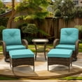 thumbnail image 1 of MELLCOM 5 Pieces Patio Furniture Set, Outdoor Swivel Rocker Patio Chairs, Wicker Patio Bistro Set with Rocking Chair, Thickened Cushions, Glass Coffee Table and Ottomans for Backyard, Blue, 1 of 9