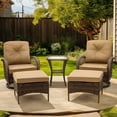 thumbnail image 1 of MELLCOM 5 Pieces Patio Furniture Set, Outdoor Swivel Rocker Patio Chairs, Wicker Patio Bistro Set with Rocking Chair, Thickened Cushions, Glass Coffee Table and Ottomans for Backyard, Garden, Khaki, 1 of 10