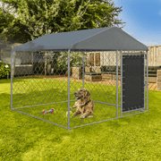 MELLCOM 6'x6' Outdoor Dog Kennel with Secure Lock, Outside Dog Kennels with UV & Waterproof Cover for Backyard