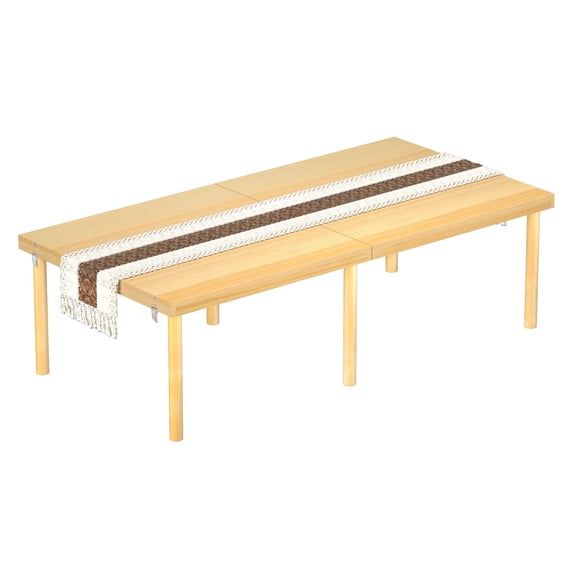 MELLCOM 60" x 30" Foldable Picnic Table, Portable Wooden Low Floor Table with Handle, 2 Heights Options (12.8"/16.9") & Long Table Runner, Boho Picnic Table for Beach, Camping & Indoor Study