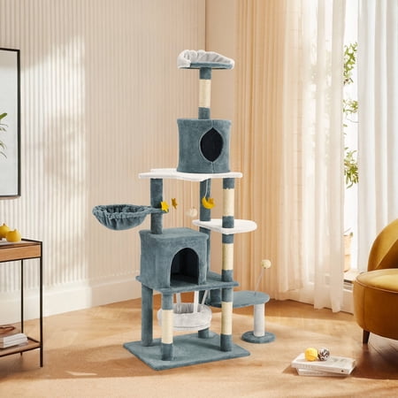 MELLCOM 69" Cat Tree, Muti-level Cat Tower, with Scratching Post, Cat Condo for Indoor Cats, Blue