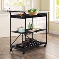 thumbnail image 1 of MELLCOM Folding Bar Cart, Kitchen Serving Cart with wheels, 3-Tier Rolling Utility Cart for Home, Black, 1 of 7