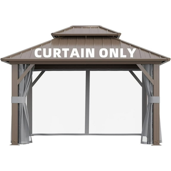 MELLCOM Gazebo Universal Replacement Privacy Netting, Outdoor 4-Panels Sidewall Netting with Zipper, Hooks and Rings Included for Garden, Backyard and Patio (Gray, for 10' x 12' Gazebo)