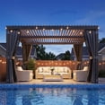 thumbnail image 1 of MELLCOM Louvered Pergola 10x12, Outdoor Rustproof Shelter with Adjustable Roof, Aluminum Gazebo with Waterproof Curtains and Netting for Patio Deck, Dark Grey, 1 of 8