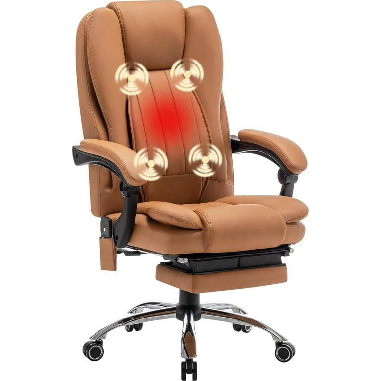 MELLCOM Massage Executive Office Chair 3D Back Massage Heated Office Chair Heating Massage Office Chair with Kneading and Vibration Orange Walmart
