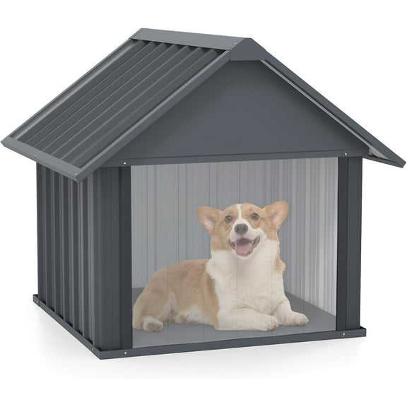 MELLCOM Outdoor Dog House, Weatherproof Puppy Shelter, Dog Tent, for Medium Small Dogs, Anti-Chewing Iron Frame
