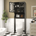 thumbnail image 1 of MELLCOM Over the Toilet Storage Cabinet, Bathroom Organizers and Storage, with 2 Glass Doors & Adjustable Shelf, Black, 1 of 10