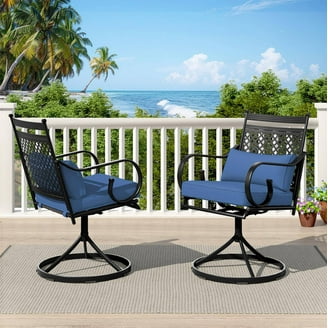 MELLCOM Patio Swivel Chairs Set of 2, Heavy Duty Outdoor Swivel