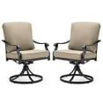 thumbnail image 1 of MELLCOM Patio Swivel Chair Set of 2, Heavy Duty Outdoor Dining Chairs with Thickened Cushions, Metal Patio Chairs Gentle Rocker for Outside, Garden Lawn & Porch, Backyard, Khaki, 1 of 9