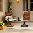 thumbnail image 1 of MELLCOM Patio Swivel Chair Set of 2, Outdoor Dining Chairs with Cushions & Lumbar Pillows, Leather-Look Wicker Chairs with Gentle Rocker for Porch, Garden, Backyard, Poolside, Beige, 1 of 9