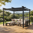 thumbnail image 1 of MELLCOM Retractable Pergola 10x10 ft, Dual Adjustable, UV Protection, Durable Aluminum Frame, Locking Straps and Screws for Backyard Deck, Gray, 1 of 8