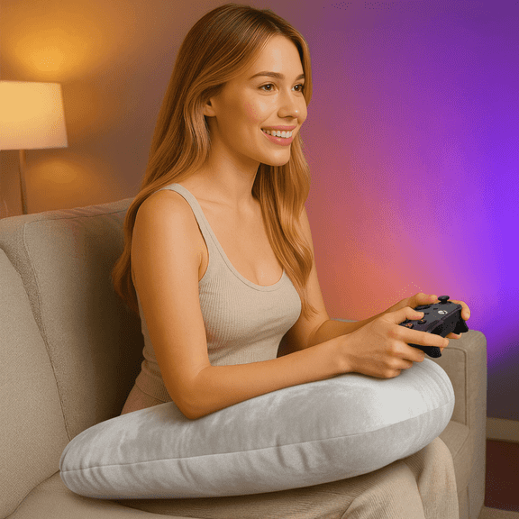 Mello Lap Pillow – Memory Foam Cushion for Reading, Gaming, and Remote Work – Ergonomic U-Shaped Support (Light Gray, Standard)