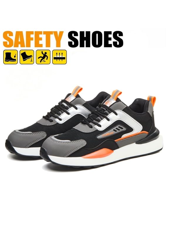 Men's and Women's Composite Toe Safety Work Sneakers, Kevlar Puncture-Resistant, Non-Slip, Breathable, Lightweight