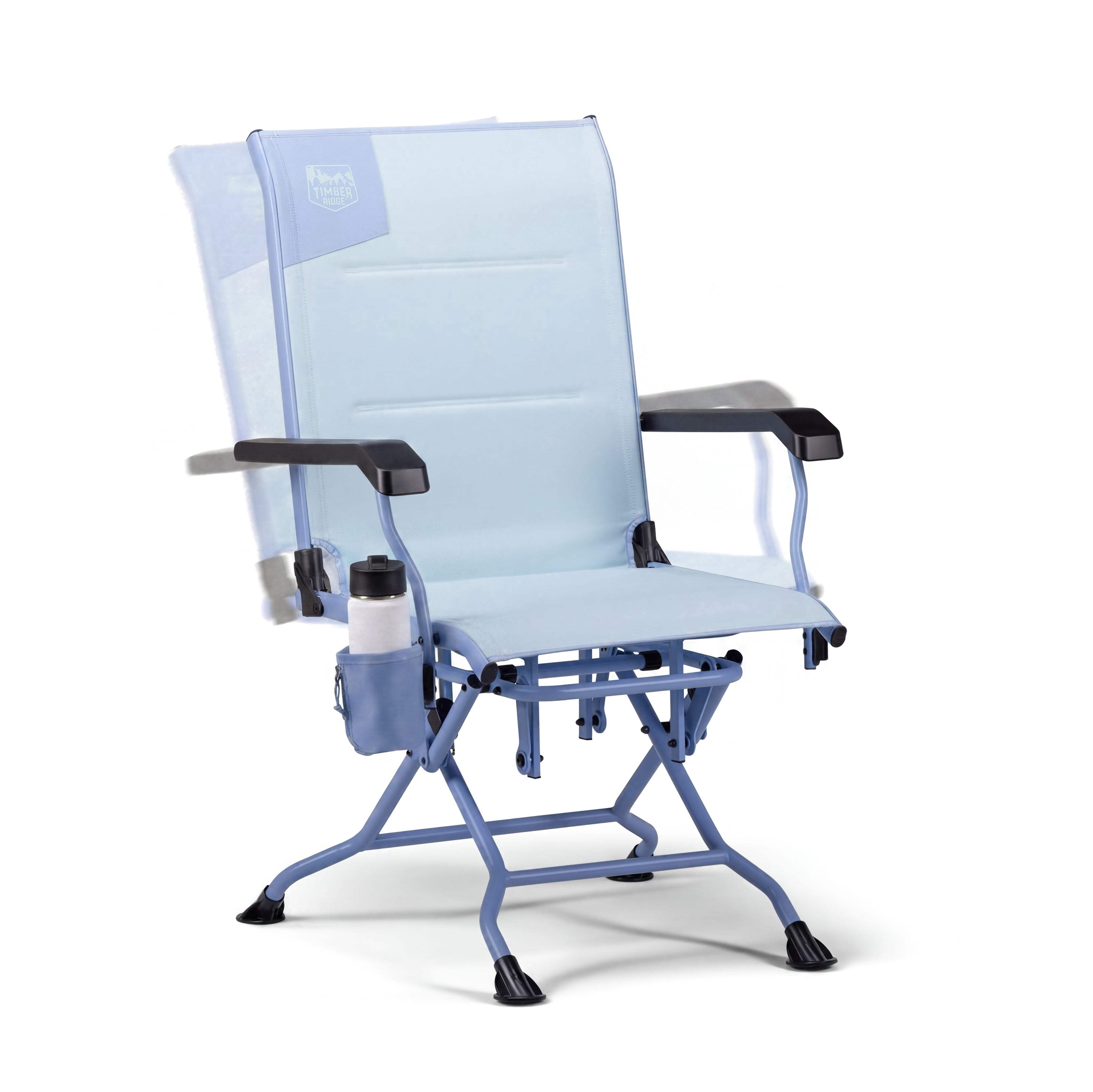 Timber Ridge MELO™ Glider Camping Chair, Folding Outdoor Glider with Cup Holder, Coastal Mist
