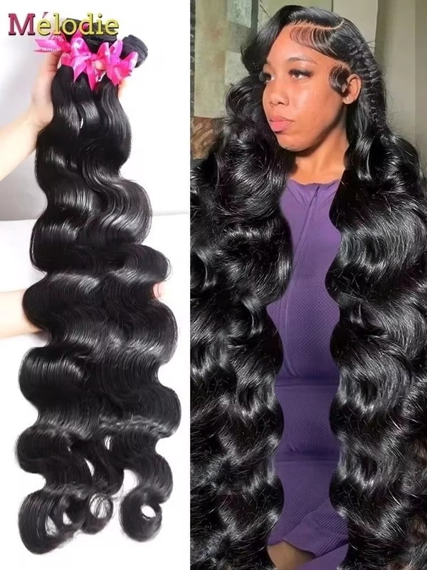 MELODIE 30 32 40 Inch Body Wave 1 3 4 Bundles Brazilian Hair Water Wavy ...