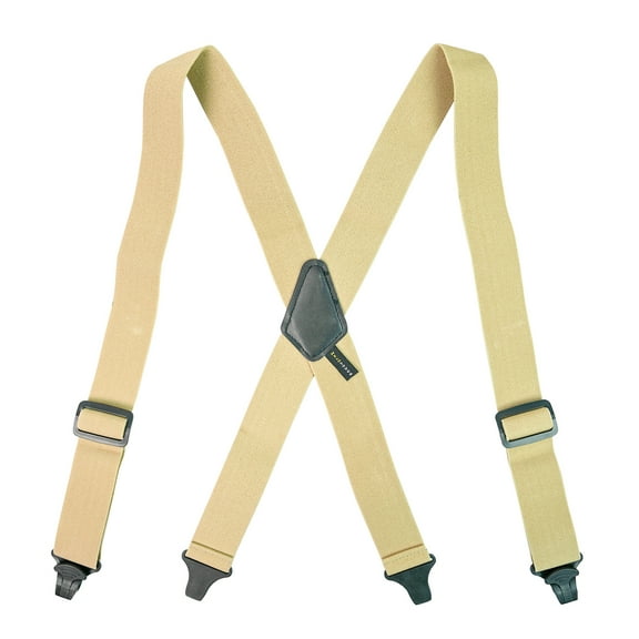 MELOTOUGH Adjustable Elastic 1.5 Inch Wide 4 Heavy Duty No Buzz Plastic Clips Mens Suspenders For Airport Use