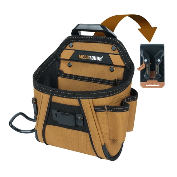 MELOTOUGH Electrician Tool Belt Pouches with Belt Clip Utility Tool Organizer Pouch with Hammer Holder for Electrician,Carpenter,Construction,Technician