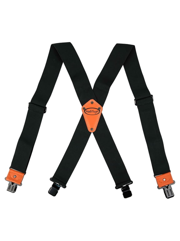 MELOTOUGH Heavy Duty Clip Suspenders for Men Men s Adjustable X Back Mens Suspenders Straps with Clips Black