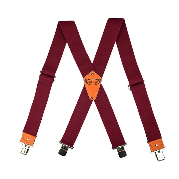 MELOTOUGH Heavy Duty Clip Suspenders for Men Men s Adjustable X Back Mens Suspenders Straps with Clips Burgundy