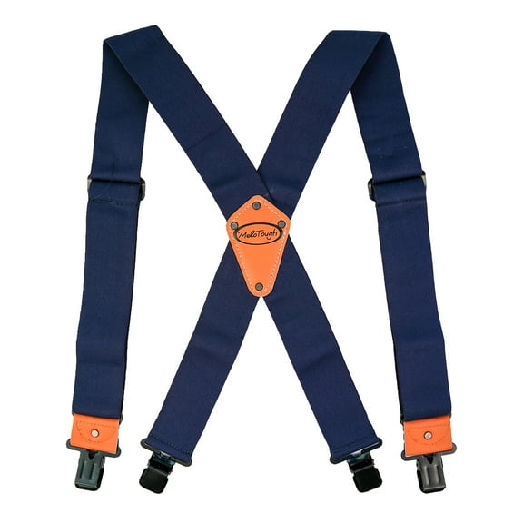 MELOTOUGH Heavy Duty Clip Suspenders for Men Men s Adjustable X Back Mens Suspenders Straps with Clips Navy Blue