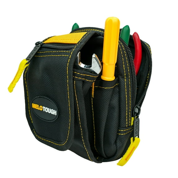 MELOTOUGH Heavy Duty Tradesman Pro Tool Pouch with Various Sized Pockets and Electrical Tape Thong,Hammer Holder Electricians Tool Pouch