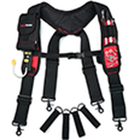 MELOTOUGH Magnetic Suspenders With Detachable Phone Holder Foam Shoulder Padded Tool Belt Suspenders
