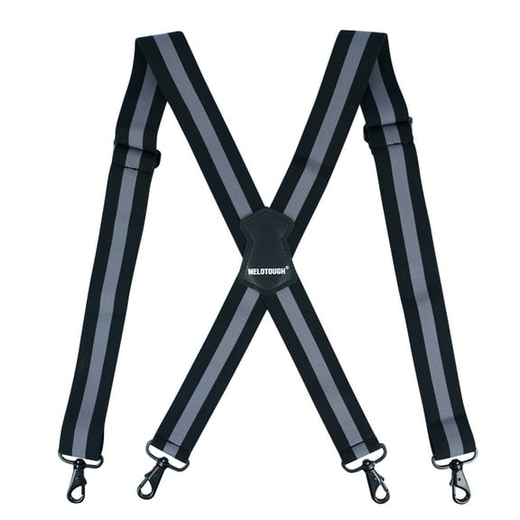 MELOTOUGH Men Suspender 1.5 Inch Wide X Back Suspender Adjustable Elastic Suspenders with Snap Hooks