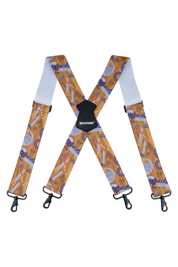 MELOTOUGH Men Suspenders Fully Elastic 2 Inch Wide Suspender for Men Heavy Duty X Back Work Suspender for Jeans